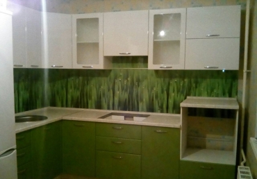 Кухня олива+белый металлик
